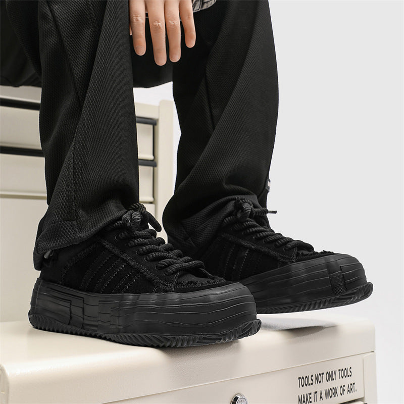Men's Cowhide Comfortable Color Matching Versatile Trendy Sneakers