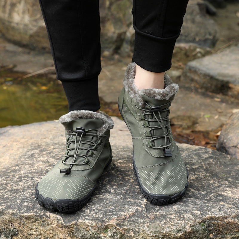 Men's Outdoor Five-finger Winter Cotton Waterproof Plus Snow Boots
