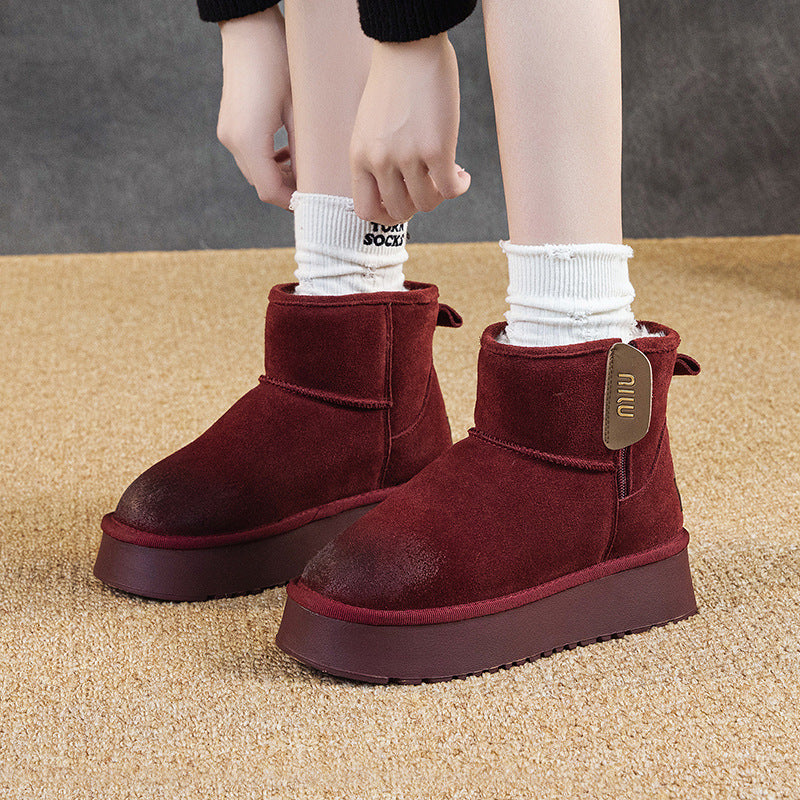 Women's Genuine Height Increasing Insole High Small Snow Boots