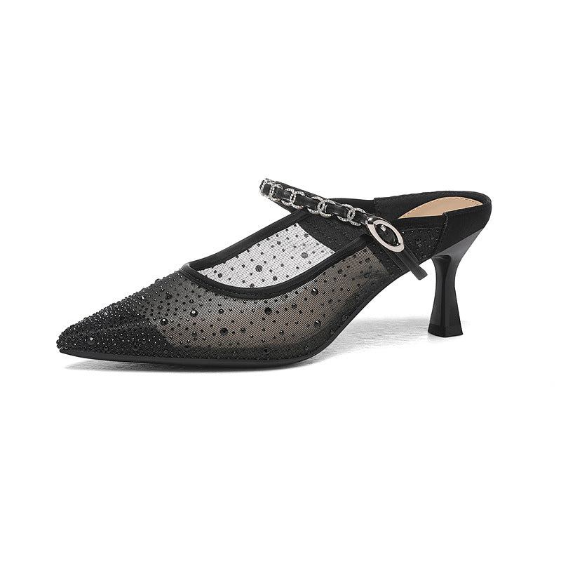Women's With Skirt Rhinestone Mary Jane Breathable Mesh Women's Shoes