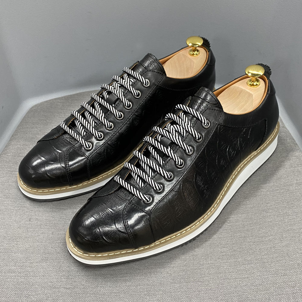 Men's Genuine Platform Daily Pumps Fashion Crocodile Leather Shoes