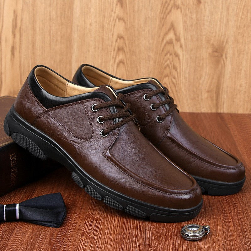Men's Cowhide Small Size Retro Platform Plus Casual Shoes