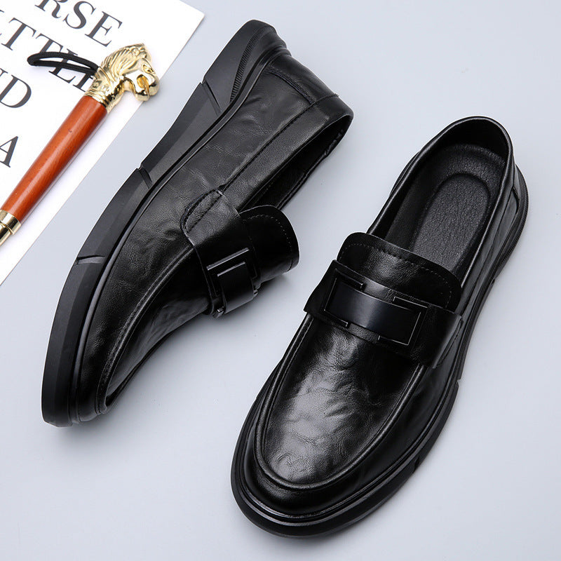 Men's Winter British Style Black Slip-on Fashion Leather Shoes