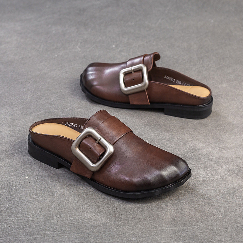 Women's Flat Fashion Toe Box For Outdoors Half British Sandals