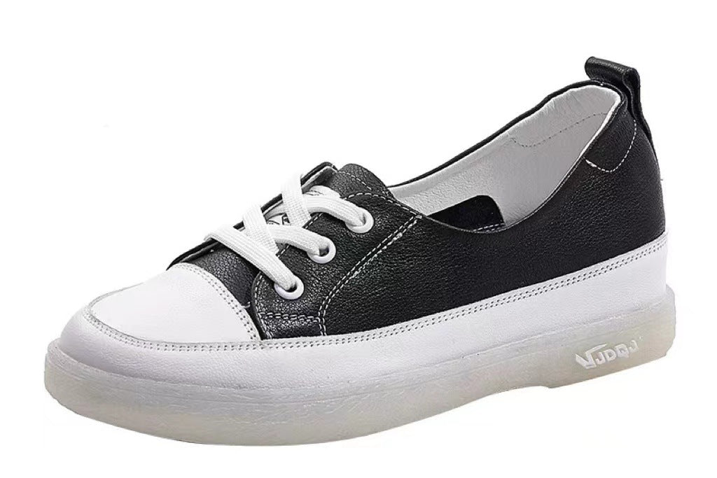 Women's First Layer Cowhide Shallow Mouth Height Increasing Insole Women's Casual Shoes