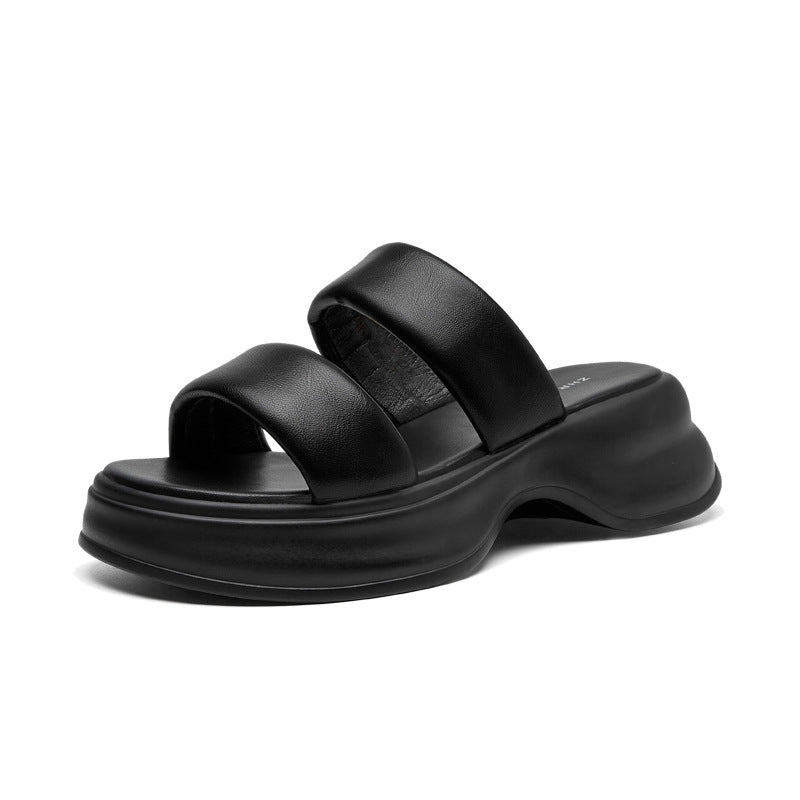 Women's Fashionable Beach Platform Simple For Outerwear Slippers