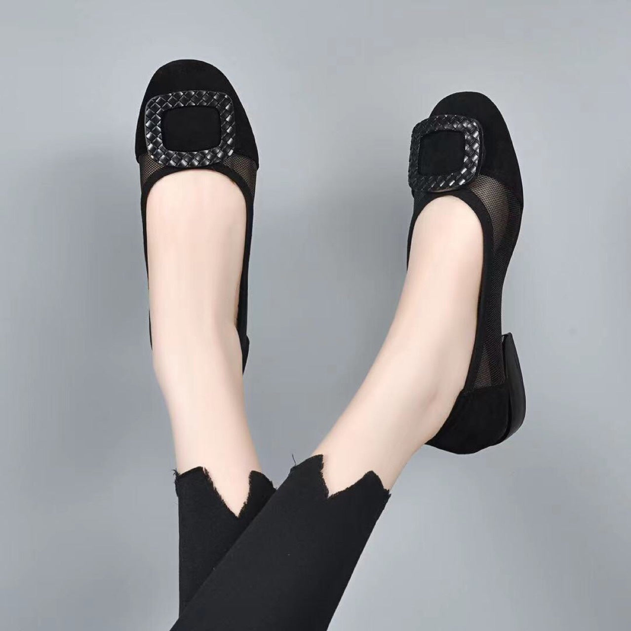 Women's Mesh Hollow Out Summer Flat Round Women's Shoes