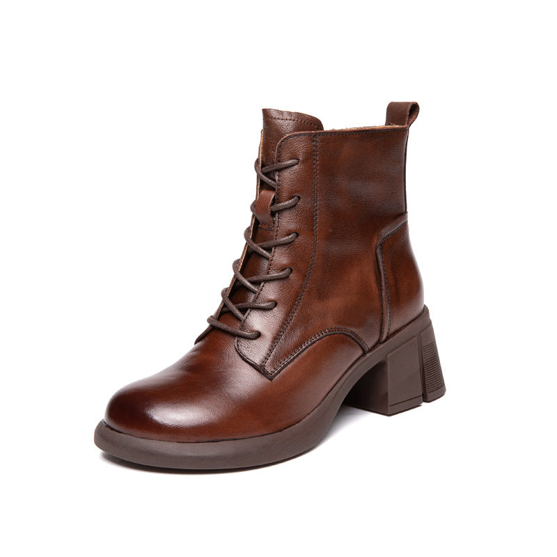 Women's Autumn Wedge Short Retro Round Toe Boots