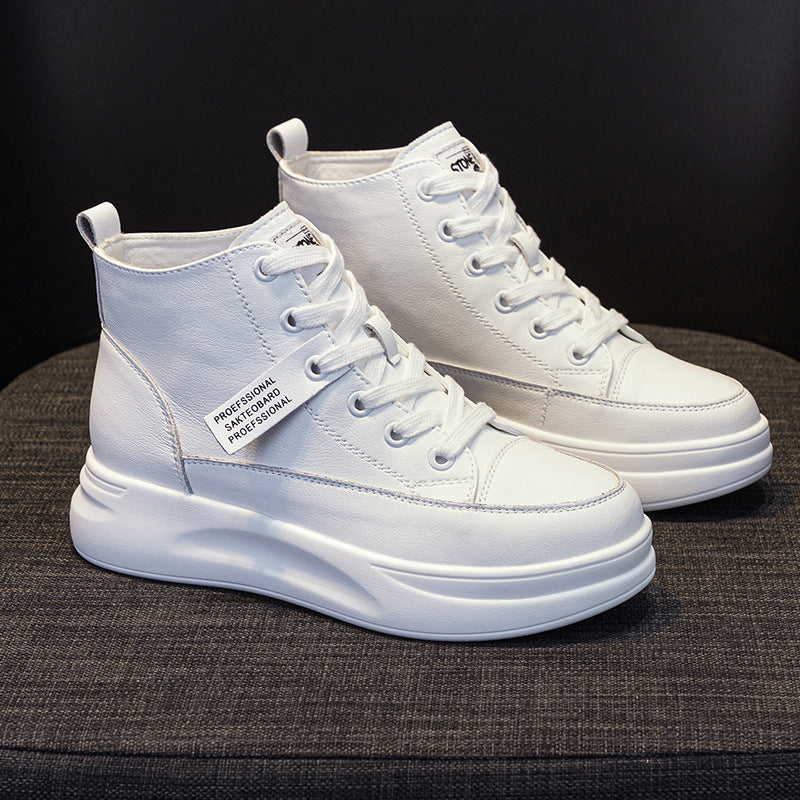 Women's Korean Style Platform White Sports Single Casual Shoes