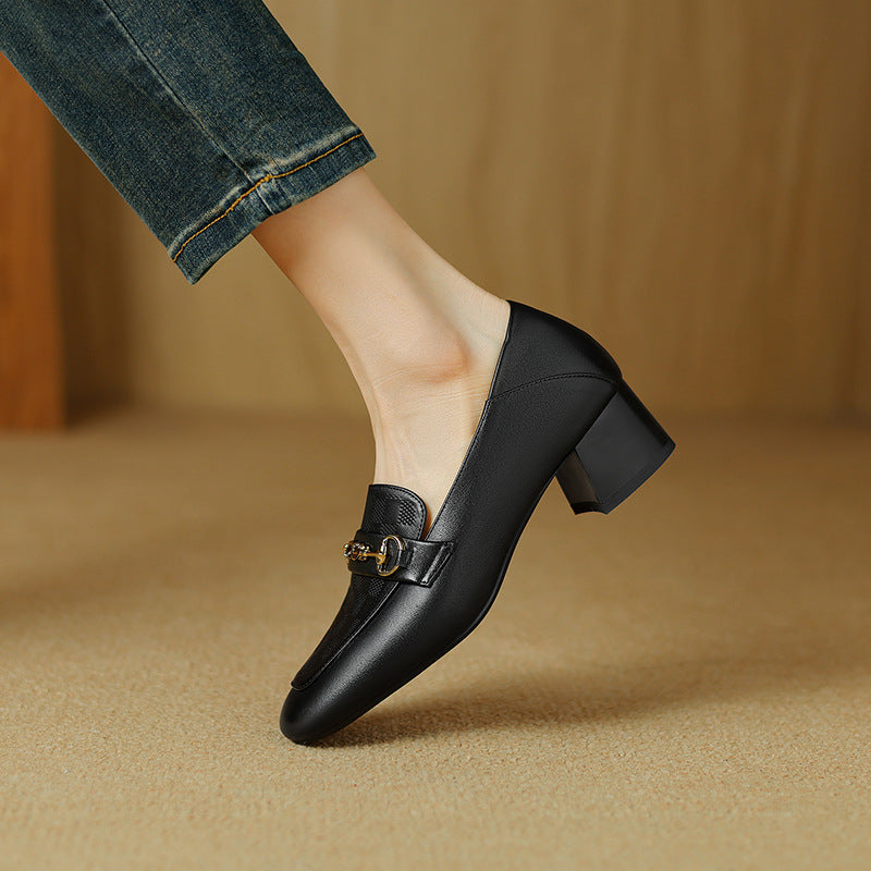 Inside Outside Chunky Authentic Square Toe Loafers