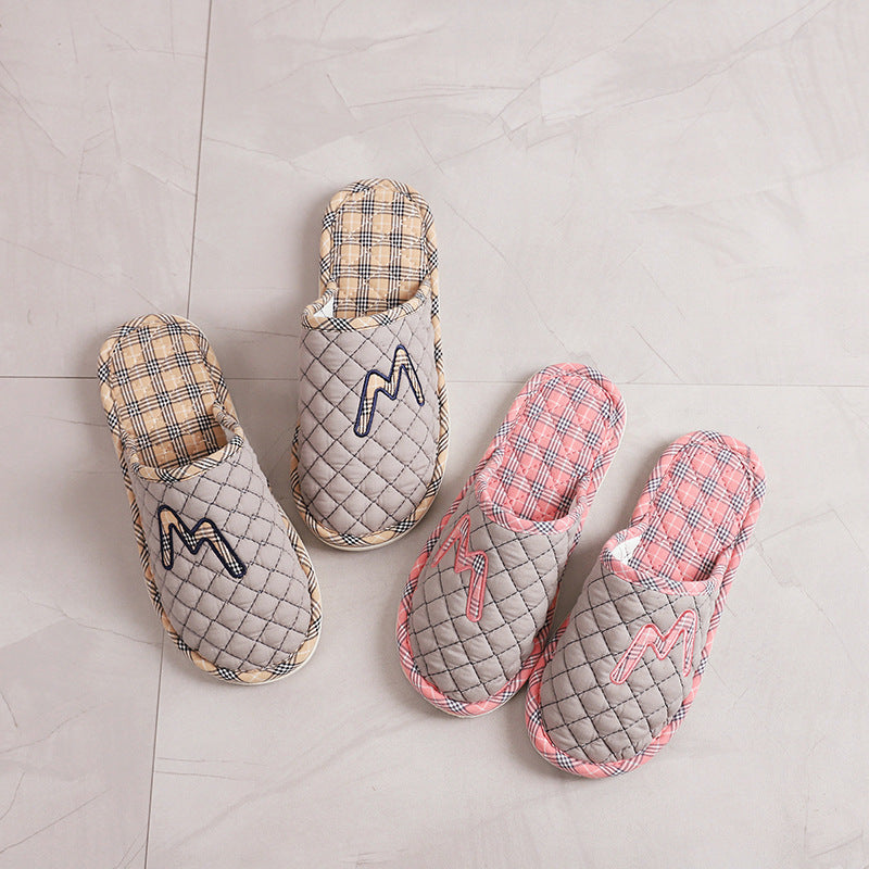 Cotton Fabrics Platform Plus Mute Couple Indoor Home Floor House Slippers