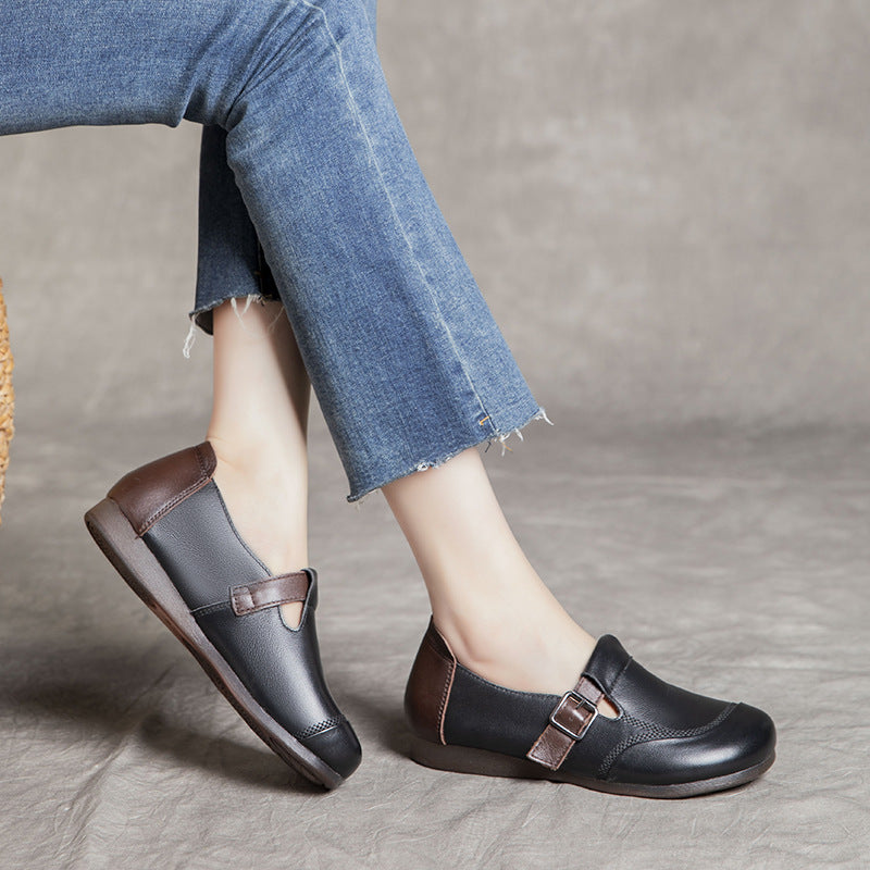 Mouth Flat Soft Bottom Surface Retro Women's Shoes