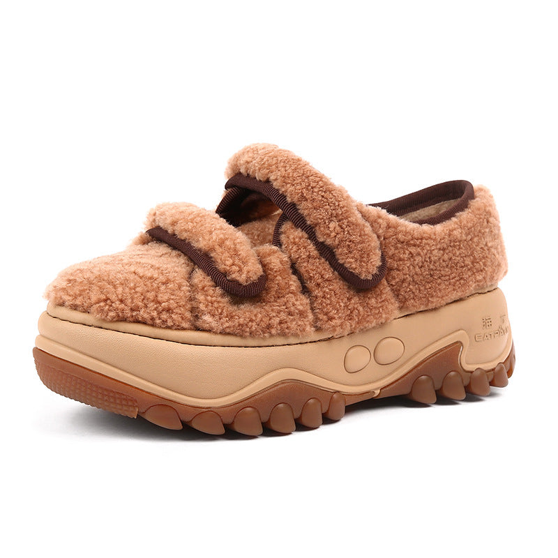 Women's Padded Real Fur Integrated Sports Platform Snow Boots