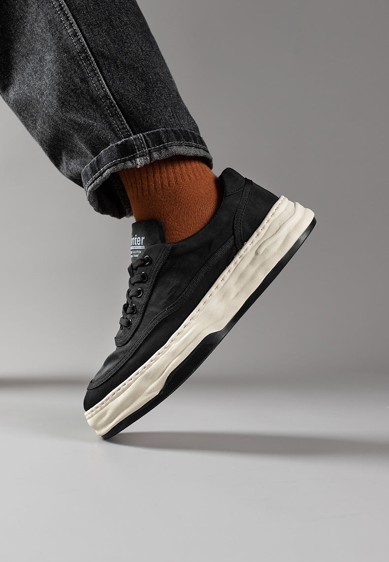 Men's Breathable Cloth Retro Platform Slip On Canvas Shoes