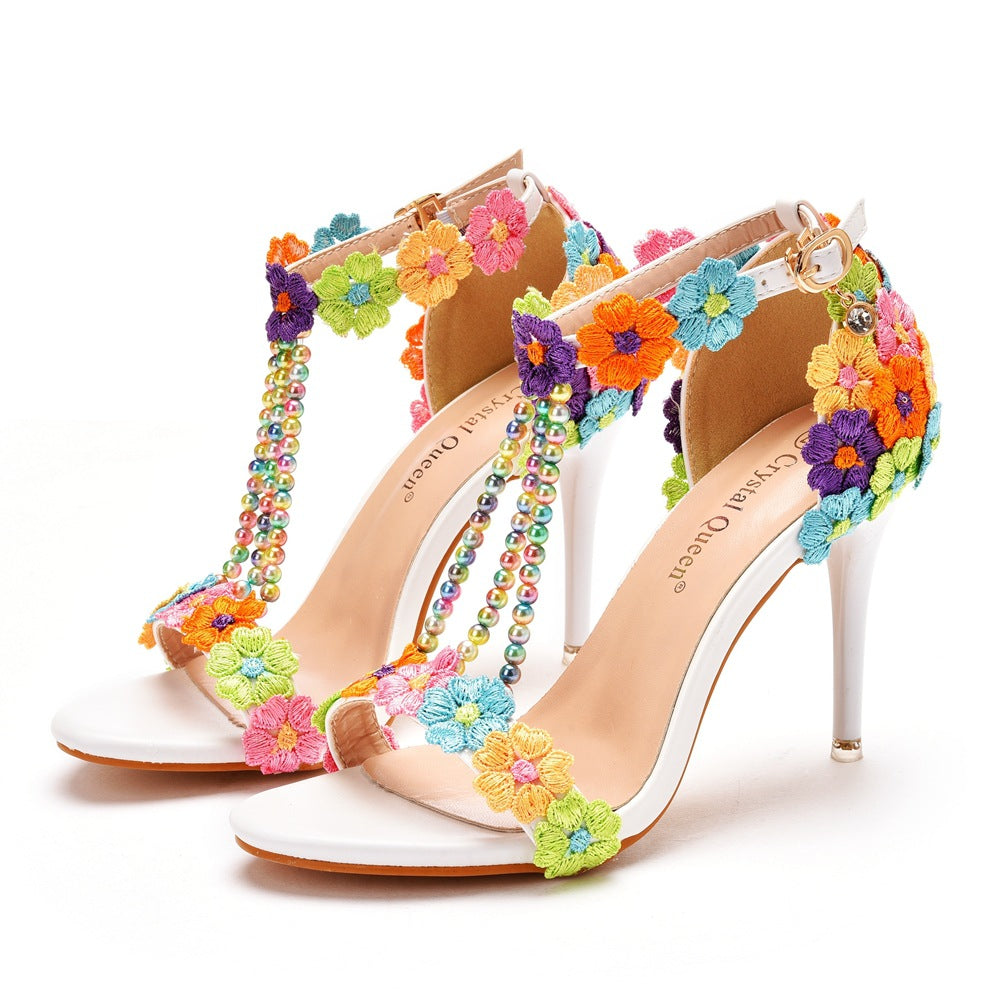 Women's Wedding Buckle National Style Colorful Lace Sandals