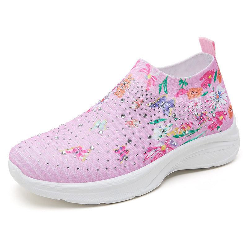 Women's Fashion Flying Woven Mom Color Matching Casual Shoes