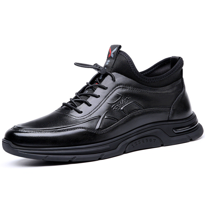 Men's Cowhide Trendy British Sports Korean Round Leather Shoes