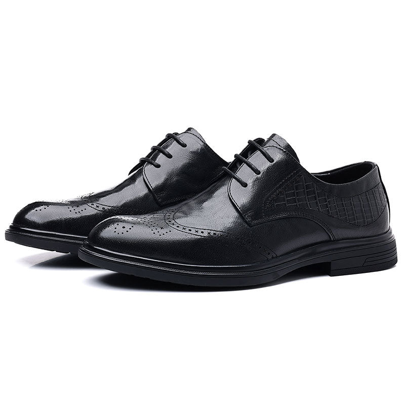 Men's Cowhide British Lace Up Breathable Business Formal Leather Shoes