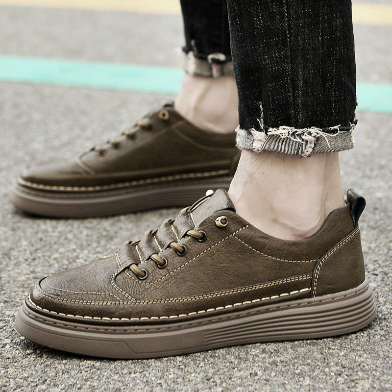 Flat Cowhide Retro Sports Spring Plus Sneakers