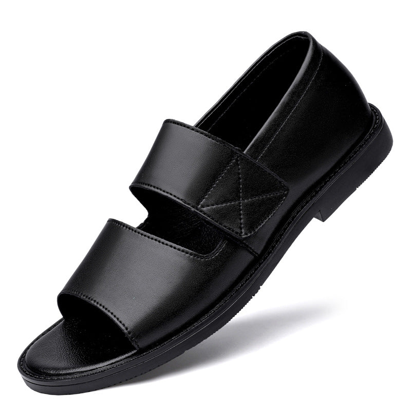 Men's Outdoor Full Cowhide Breathable Beach Driving Hollow Sandals