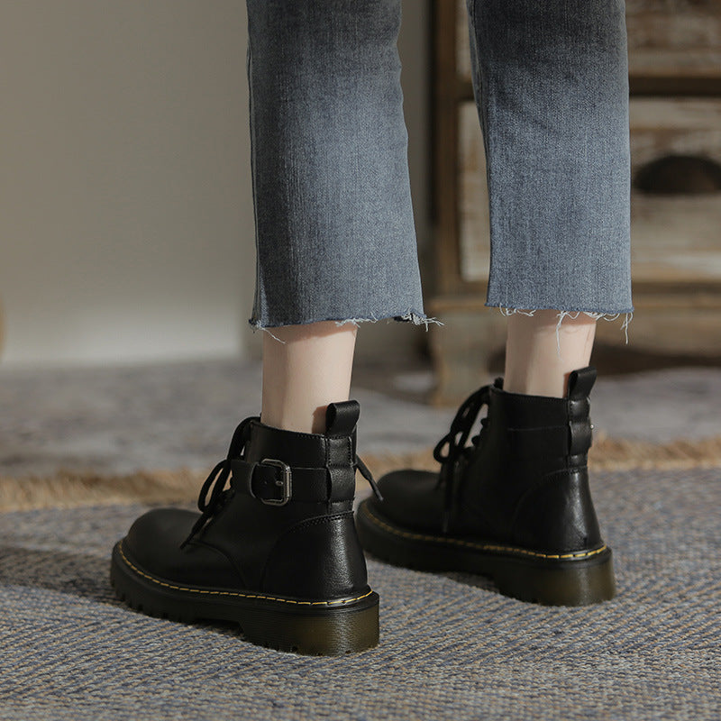 Women's Summer Thin Flat Ankle Fleece-lined Short Boots