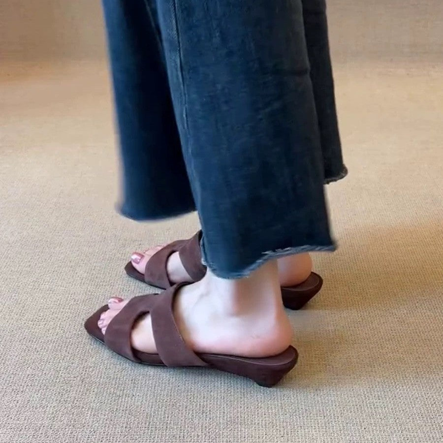 Women's Peep Toe Outer Wear Summer Mid Slippers
