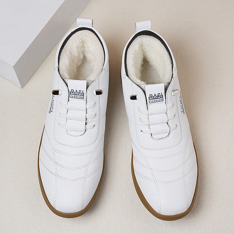 Men's Breathable Soft Bottom White Slip-on Lazy Leather Shoes