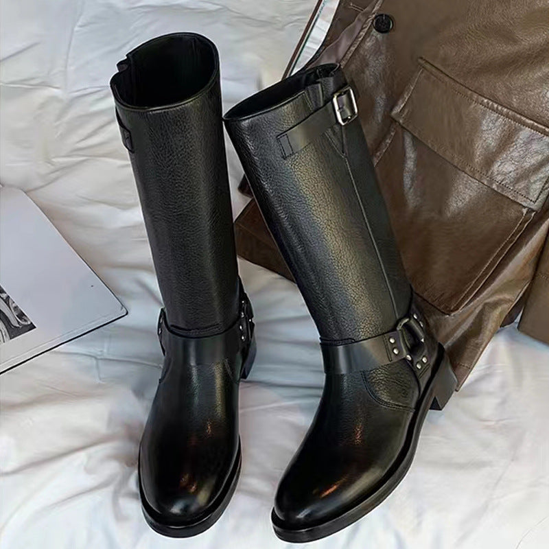 Women's Mom Cool Chic Vegetable Tanned French Retro Boots