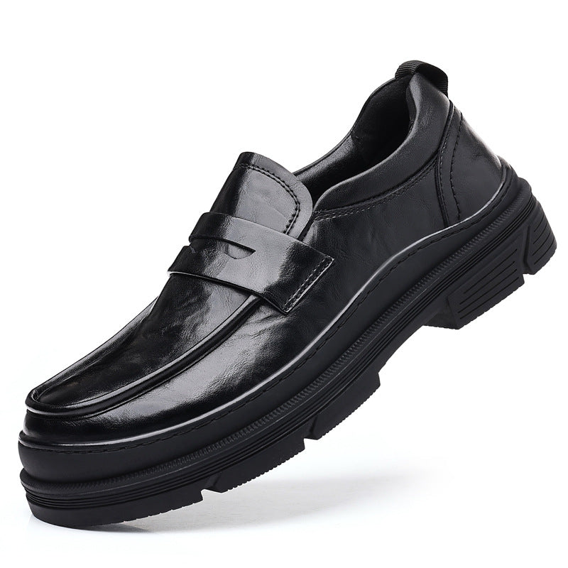 Men's Increased Trend British Style Small Dad Hand Leather Shoes