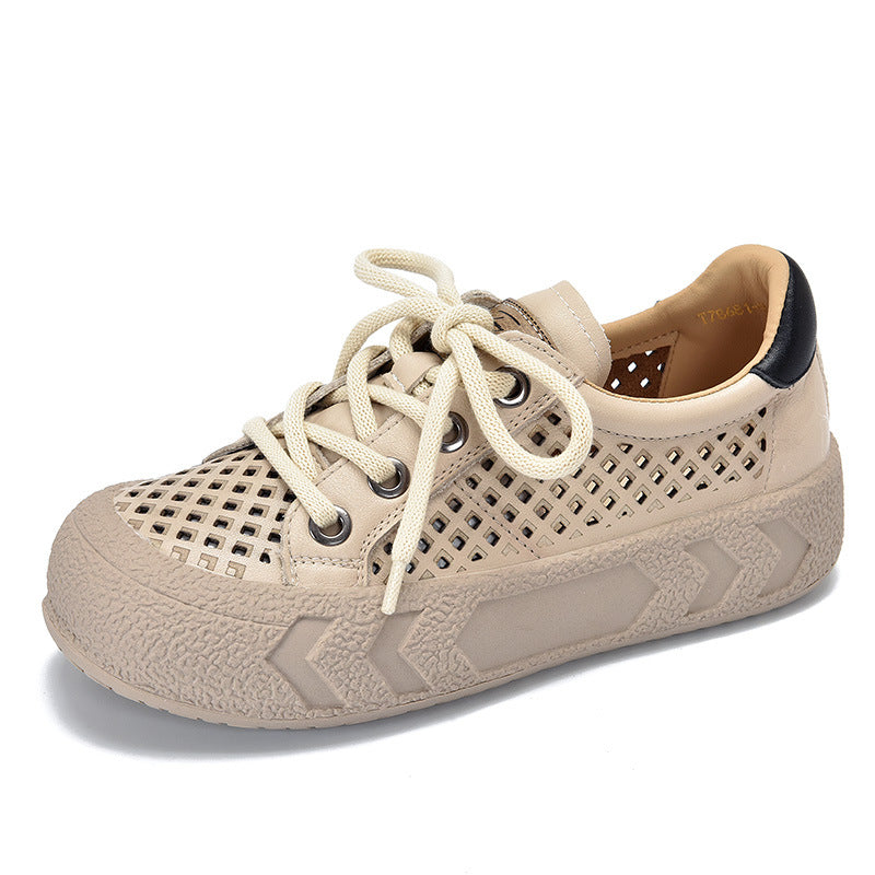 Women's Two-pair Cowhide Hollow With Thick Sole Sandals