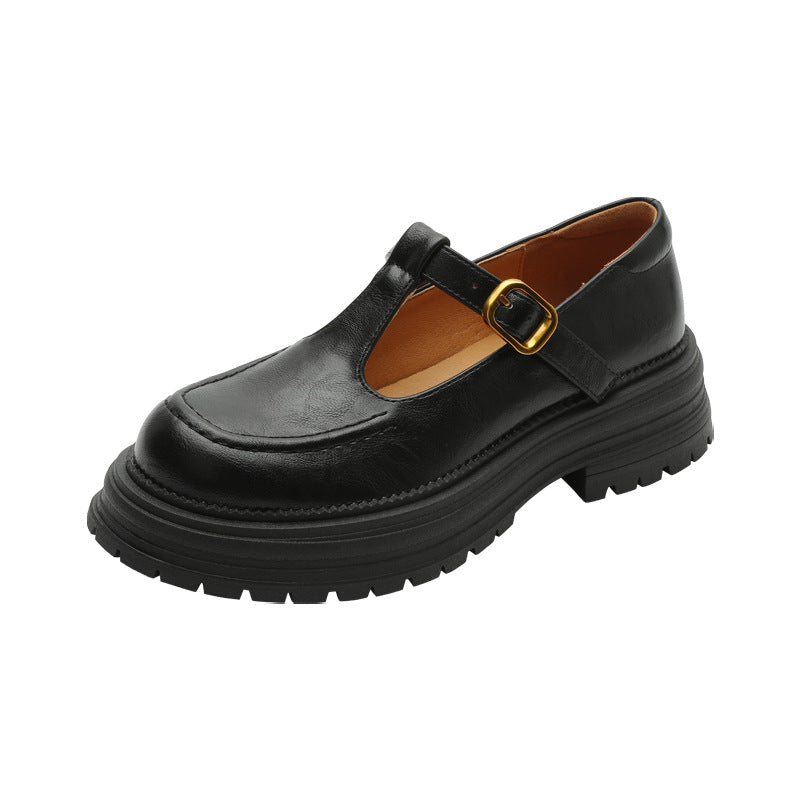 Women's British Retro One-word With Chunky Round Loafers
