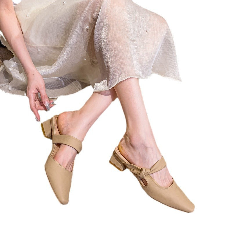 Women's Square Toe Half Summer Outdoor Wear Heels