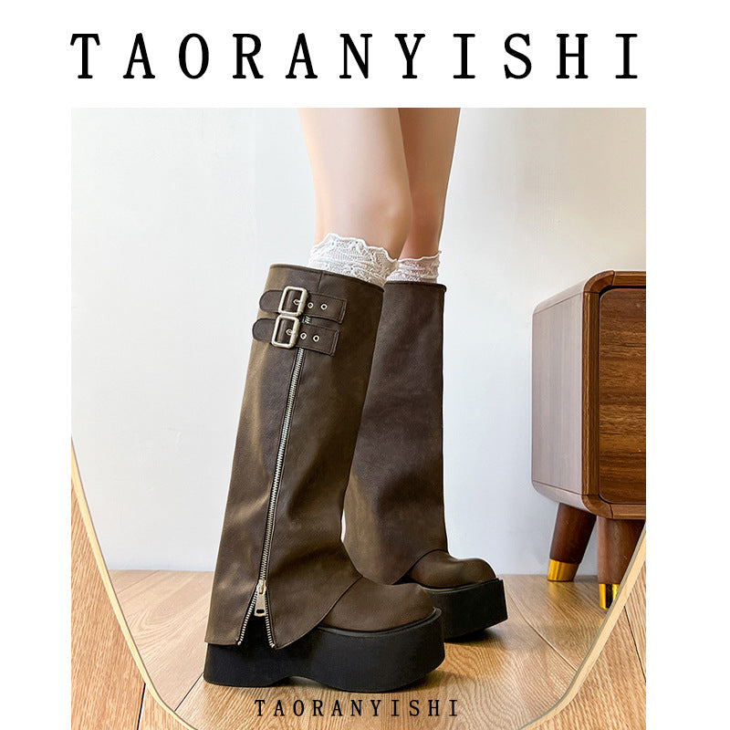 Pantyhose Raise The Bottom Tall Knight Female Motorcycle Slimming Heels