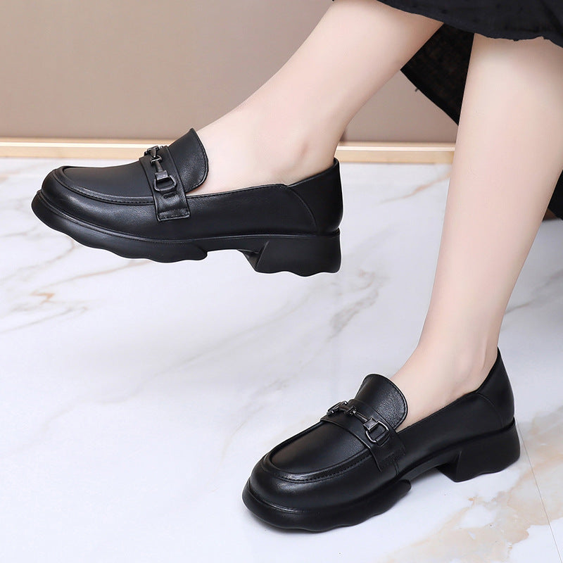 Women's Layer Cowhide Autumn Soft Bottom Thick Not Loafers