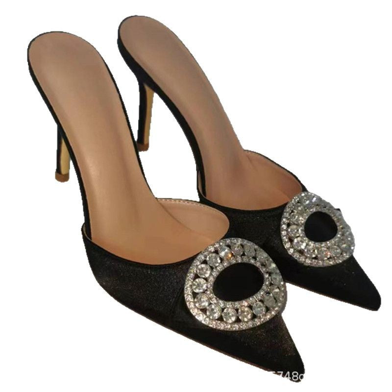 Women's Rhinestone Pointed White Sexy Temperament High Heels