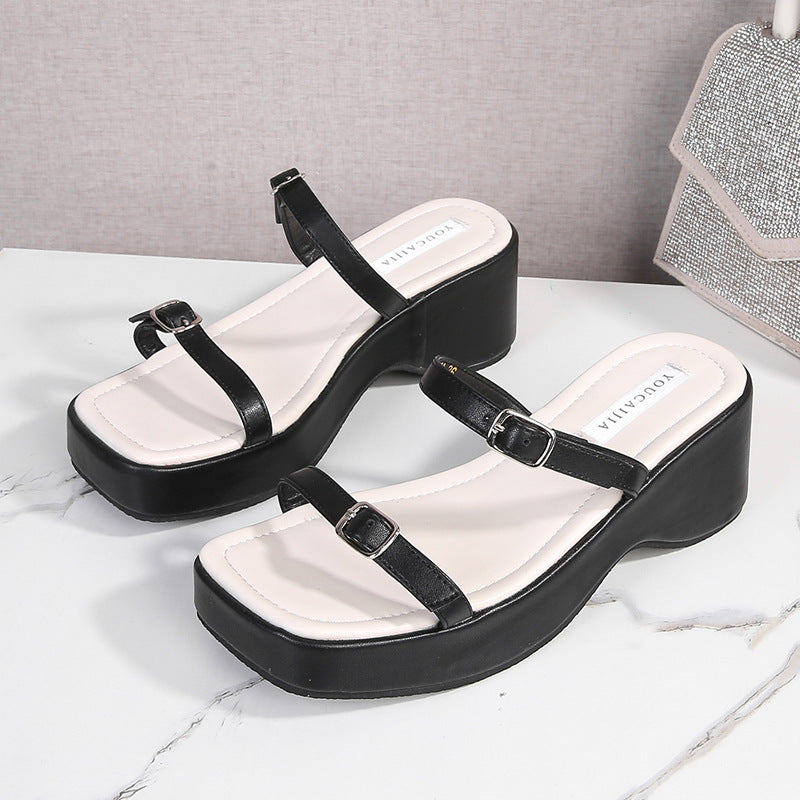 Plus Size Widened Platform With Roman Sandals