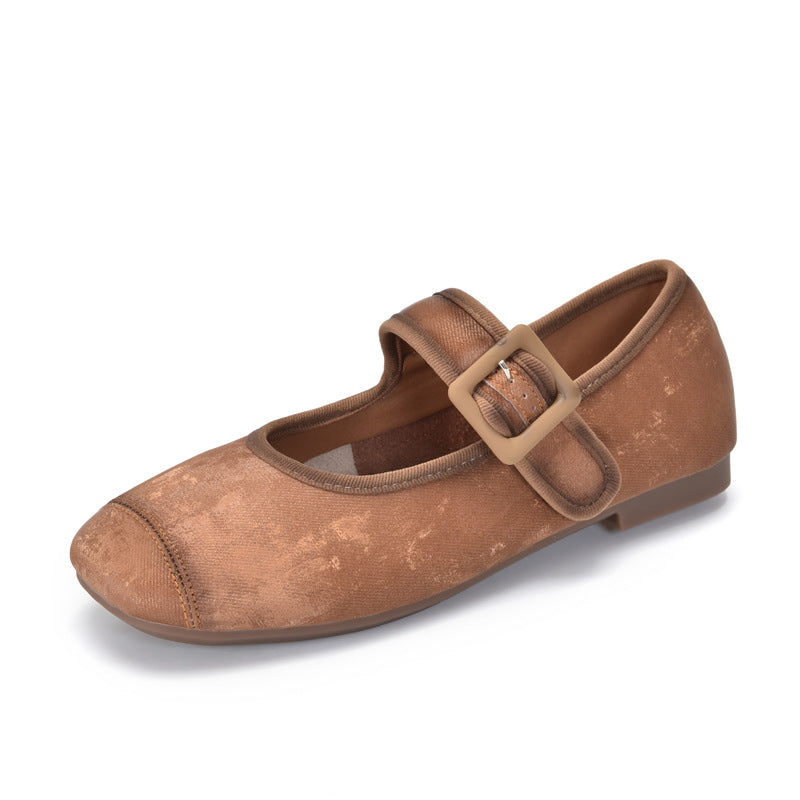 Women's Two Pairs Of Chinese Silk Genuine Shallow Mouth Soft Casual Shoes