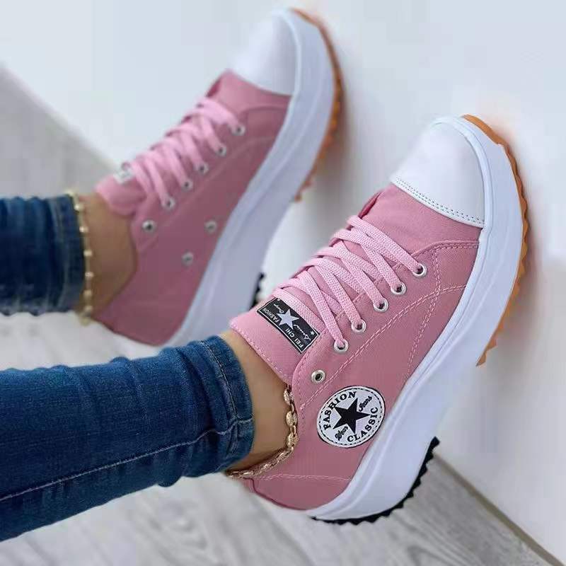 Women's Beautiful Breathable Thick Bottom Elevator Canvas Shoes