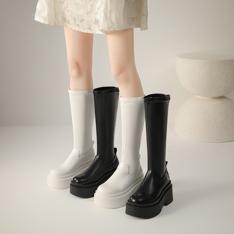 Thin Thick Bottom Mid Knee-high Small Figure Heels