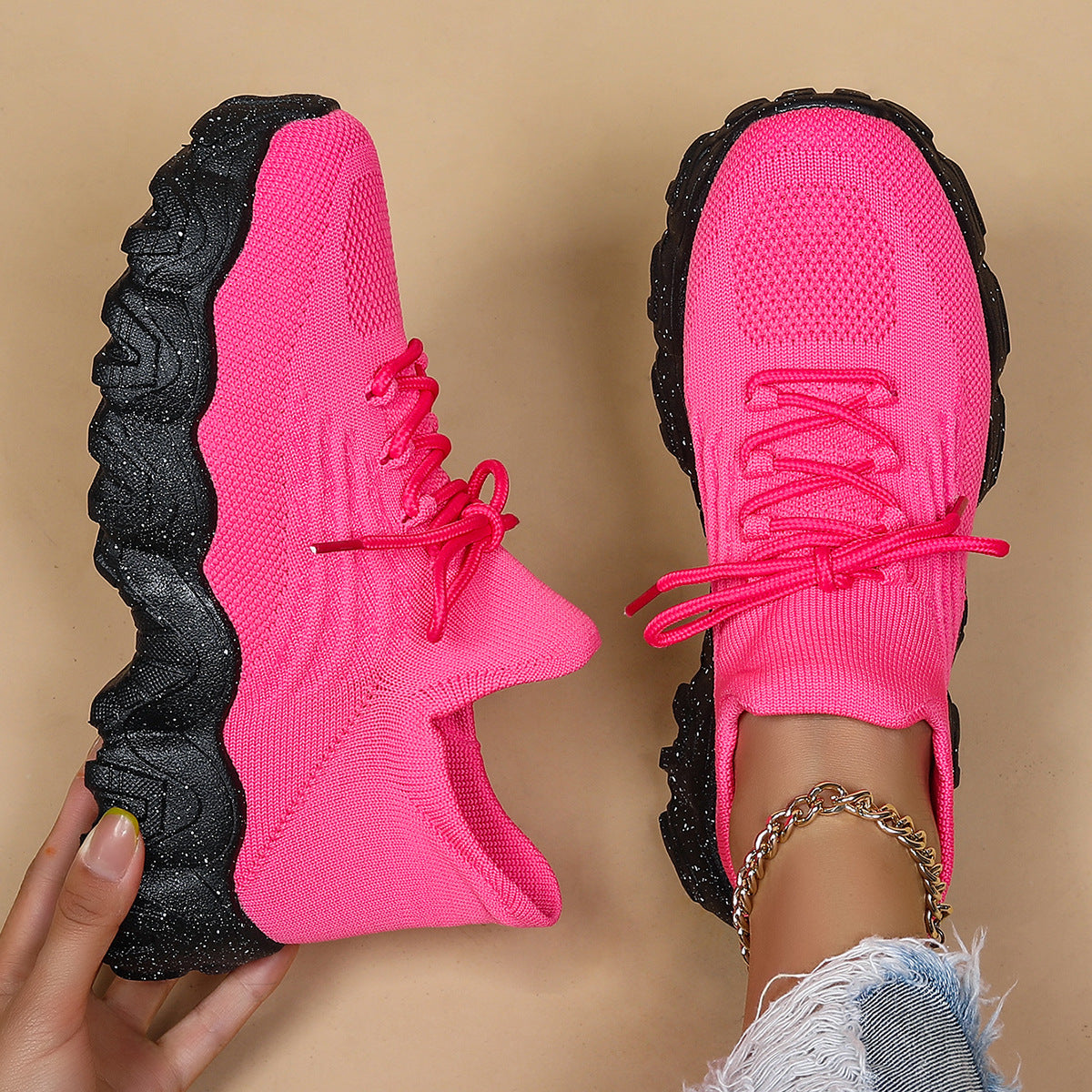 Women's Plus Size Sports Breathable Socks Slip-on Casual Shoes