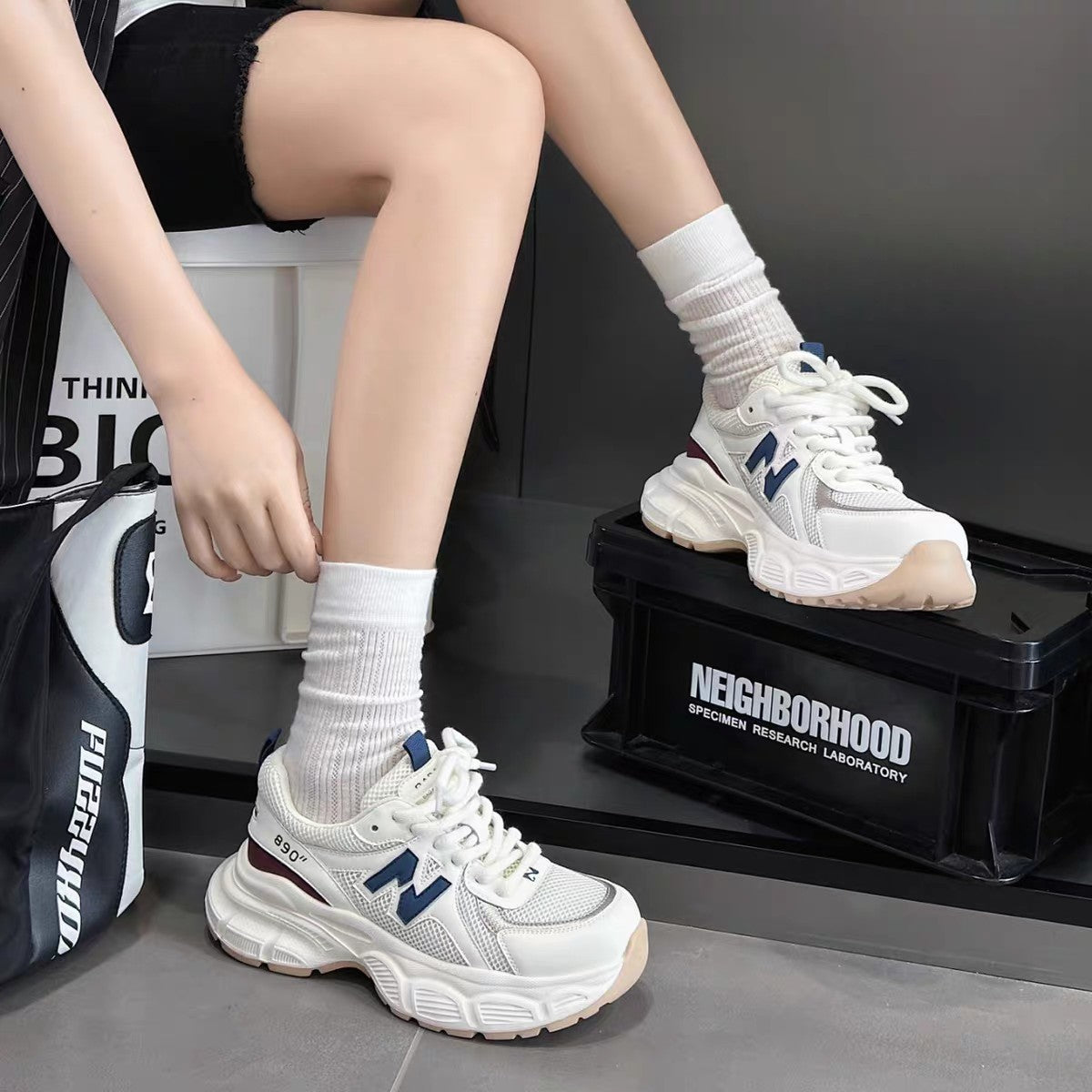 Summer Transparent Net Foam Bottom Dad Sneakers