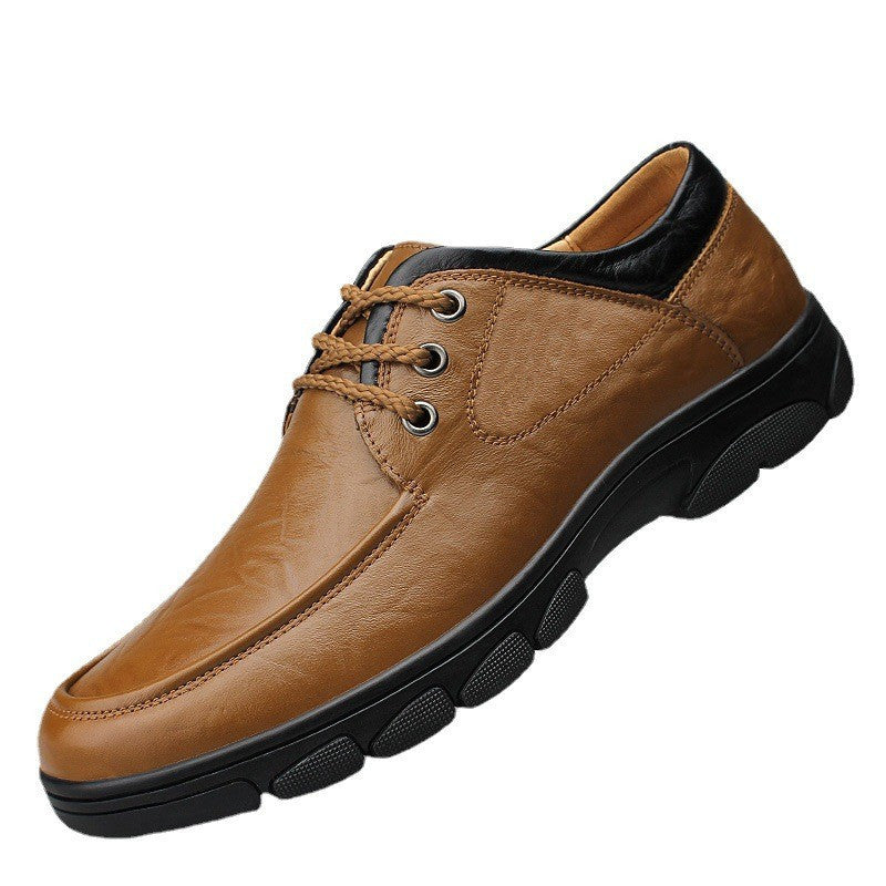 Men's Cowhide Small Size Retro Platform Plus Casual Shoes