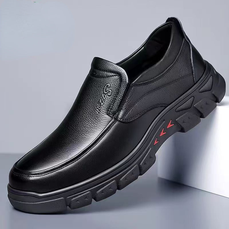 Men's Platform Fleece-lined Cowhide Plus Size Leather Shoes