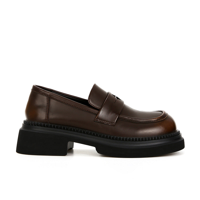 Women's Simple Elegant Genuine Chunky British Style Loafers