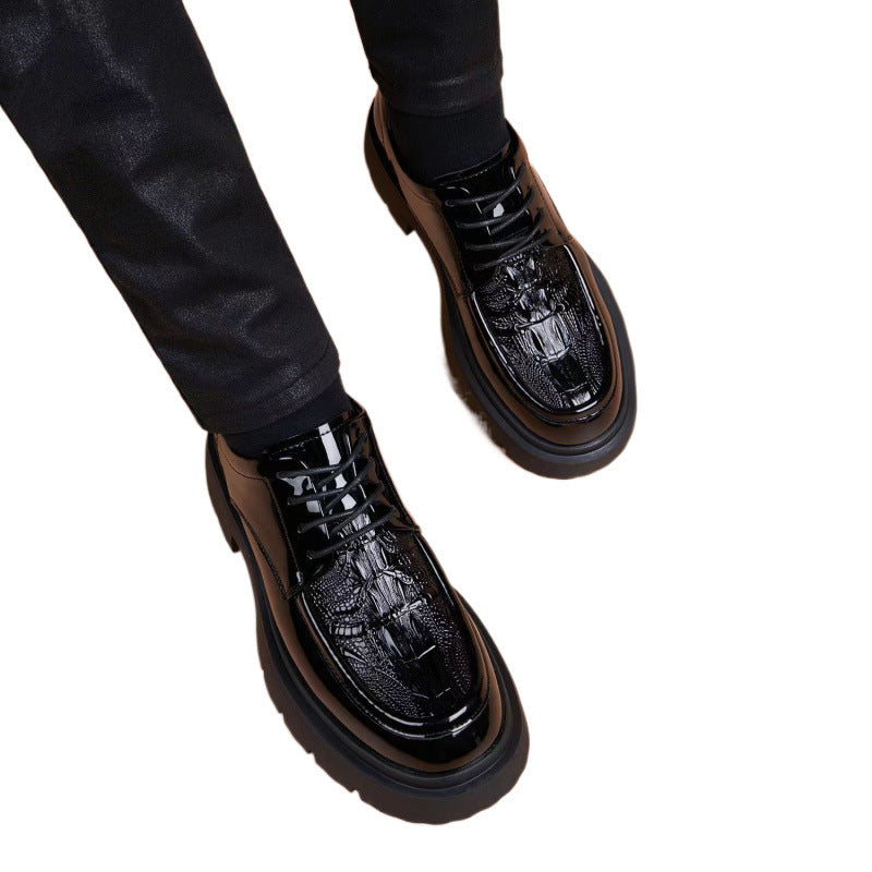 Men's Style Breathable Thick Bottom Hight Increasing Leather Shoes