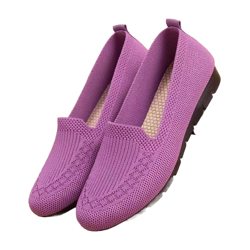 Women's Cloth Breathable Mesh Flat Mom Shallow Casual Shoes