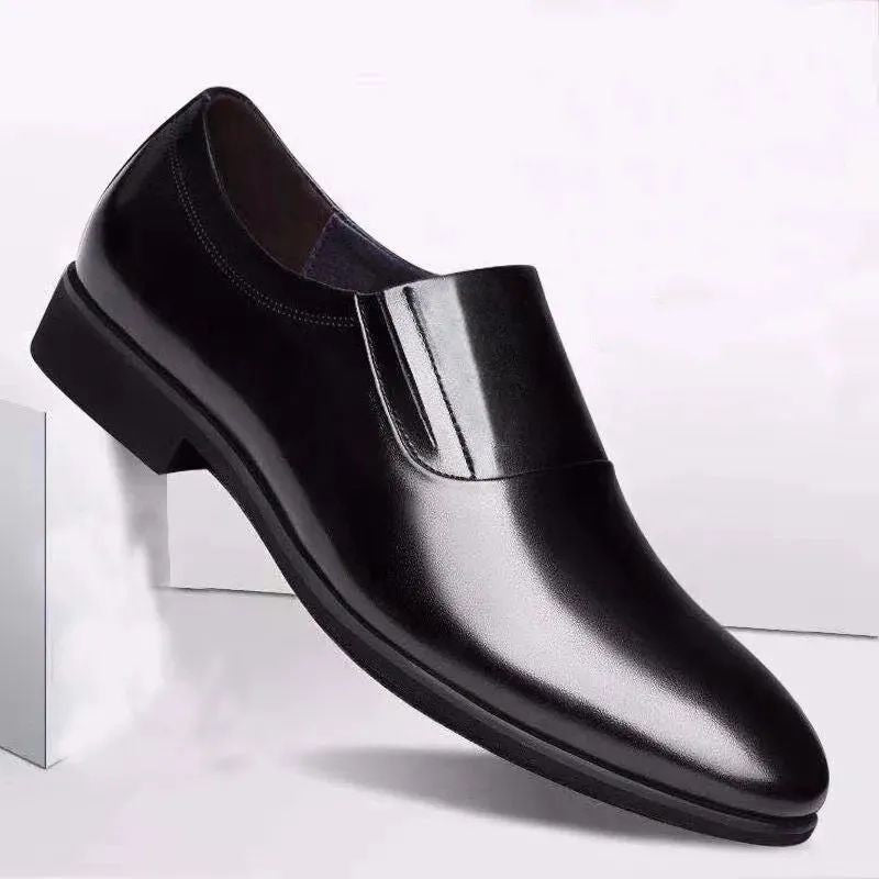Men's Formal Wear Black Lightweight British Style Green Leather Shoes