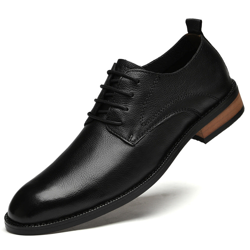 Men's First Layer Cowhide British Round Head Brushed Casual Shoes