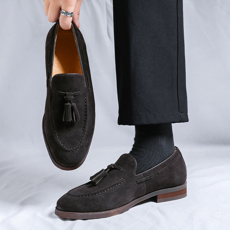 Men's British Breathable Hair Stylist Style Fringed Leather Shoes