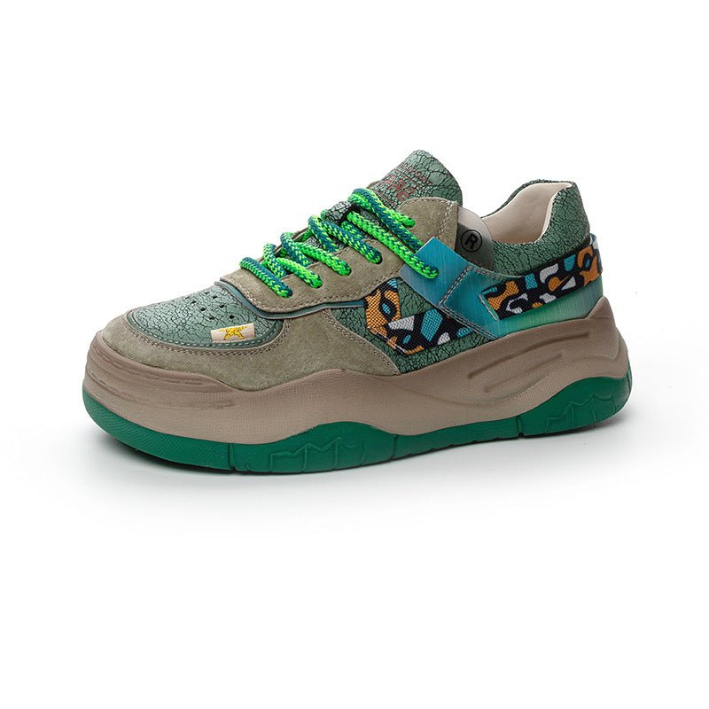 Women's Layer Cowhide Platform White Spring Fashion Casual Shoes